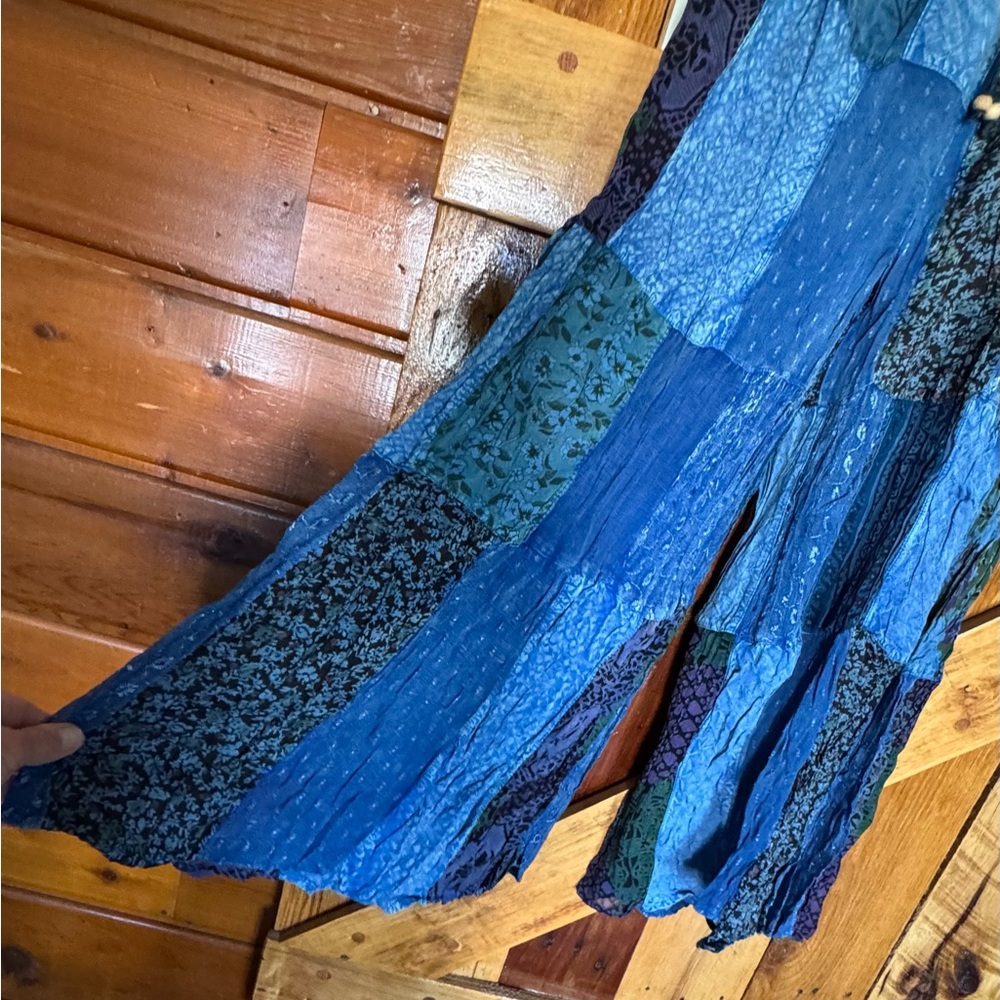 Young Threads Nwt Blue Patchwork Wide-Leg Pants W… - image 3